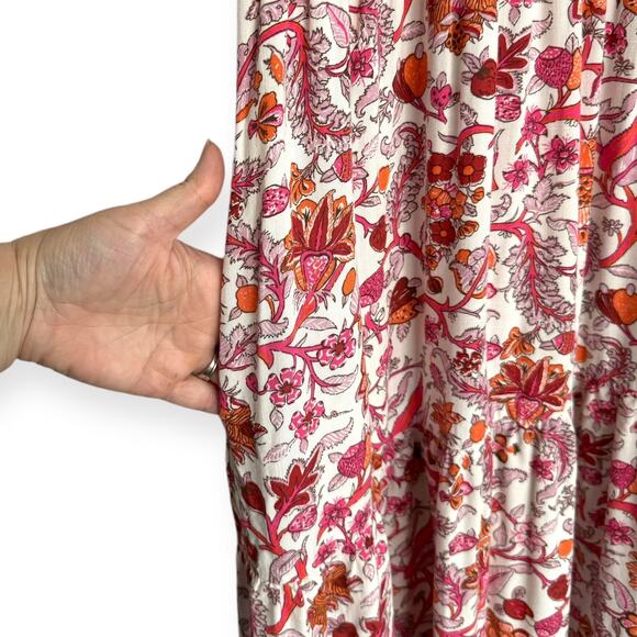 Knox Rose Pink Floral Print Surplice V Neck Ruffle Tiered Maxi Dress Womens XXL - Picture 8 of 12